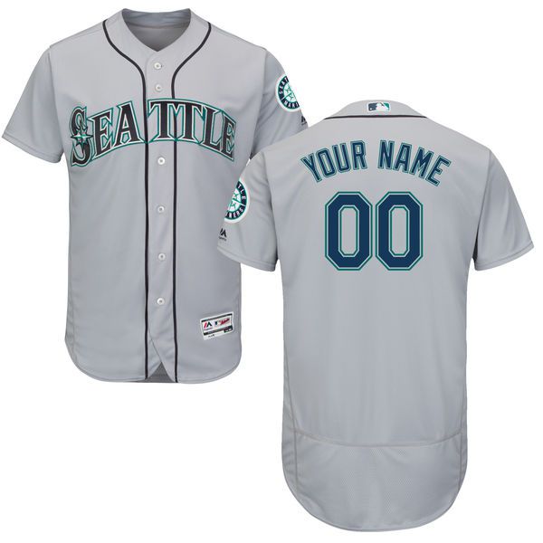 Men Seattle Mariners Majestic Road Gray Flex Base Authentic Collection Custom MLB Jersey->customized mlb jersey->Custom Jersey